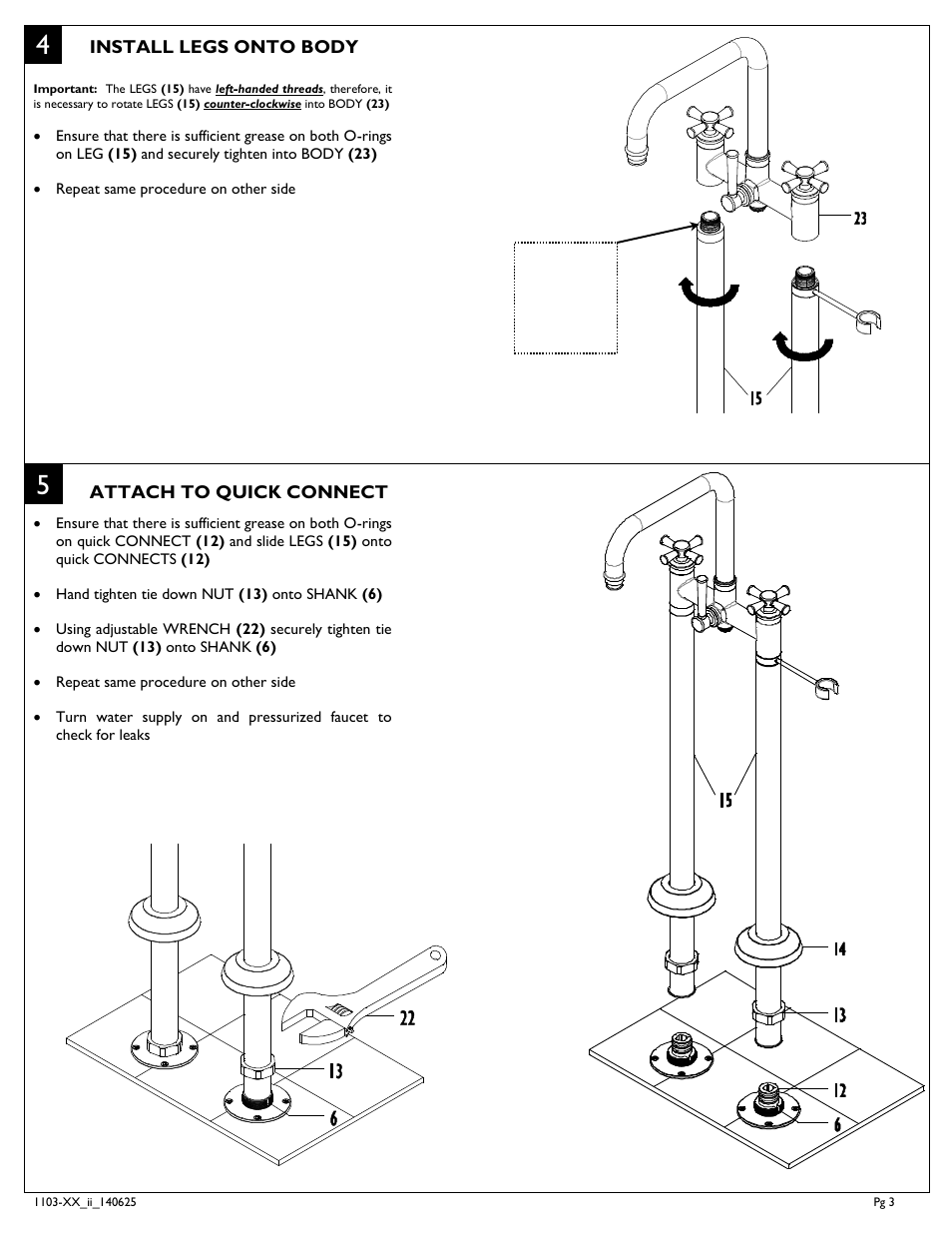 California Faucets Contemporary Floor Mount Tub Filler User Manual | Page 3 / 4