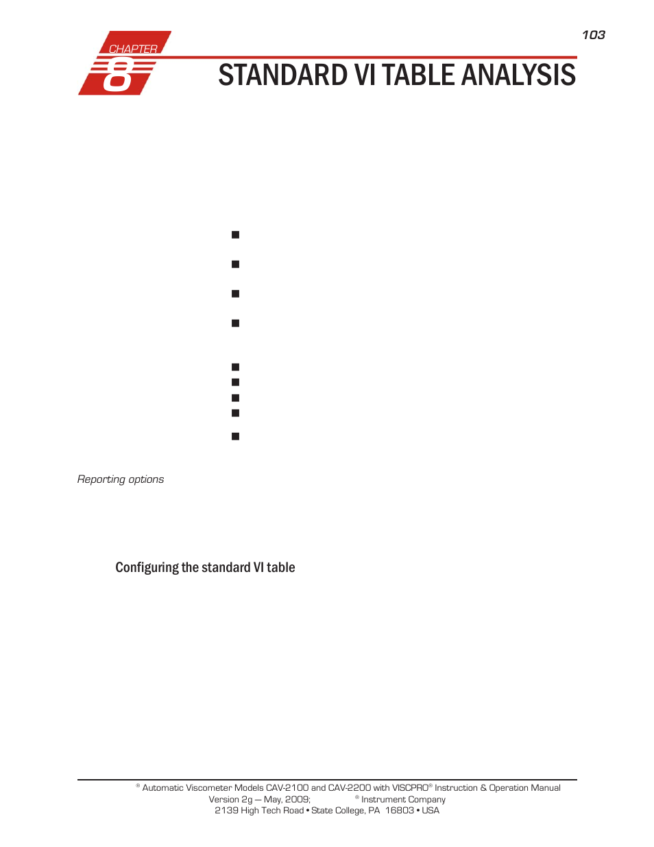 Standard vi table analysis | Cannon Instrument CAV-2000 User Manual | Page 109 / 144