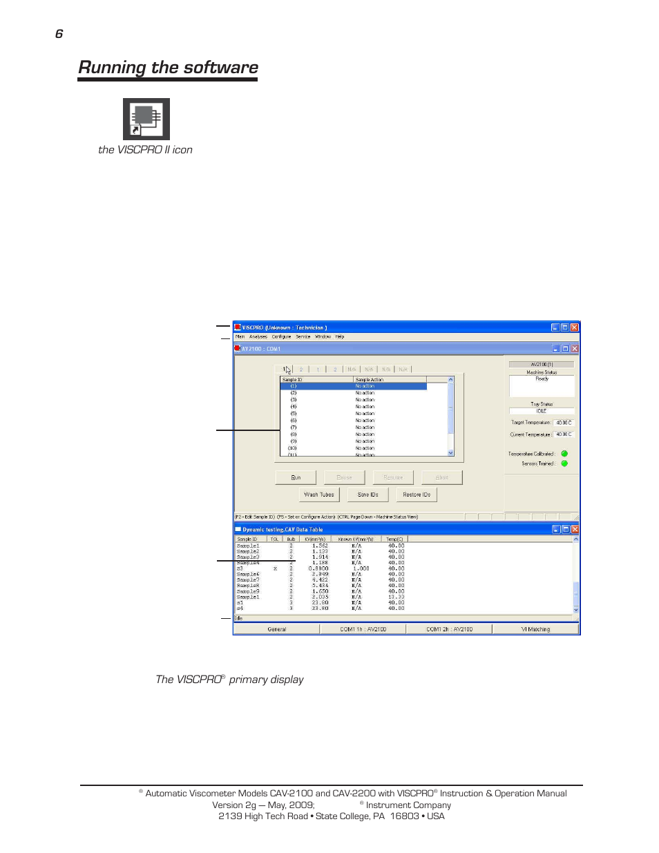 Running the software | Cannon Instrument CAV-2000 User Manual | Page 12 / 144
