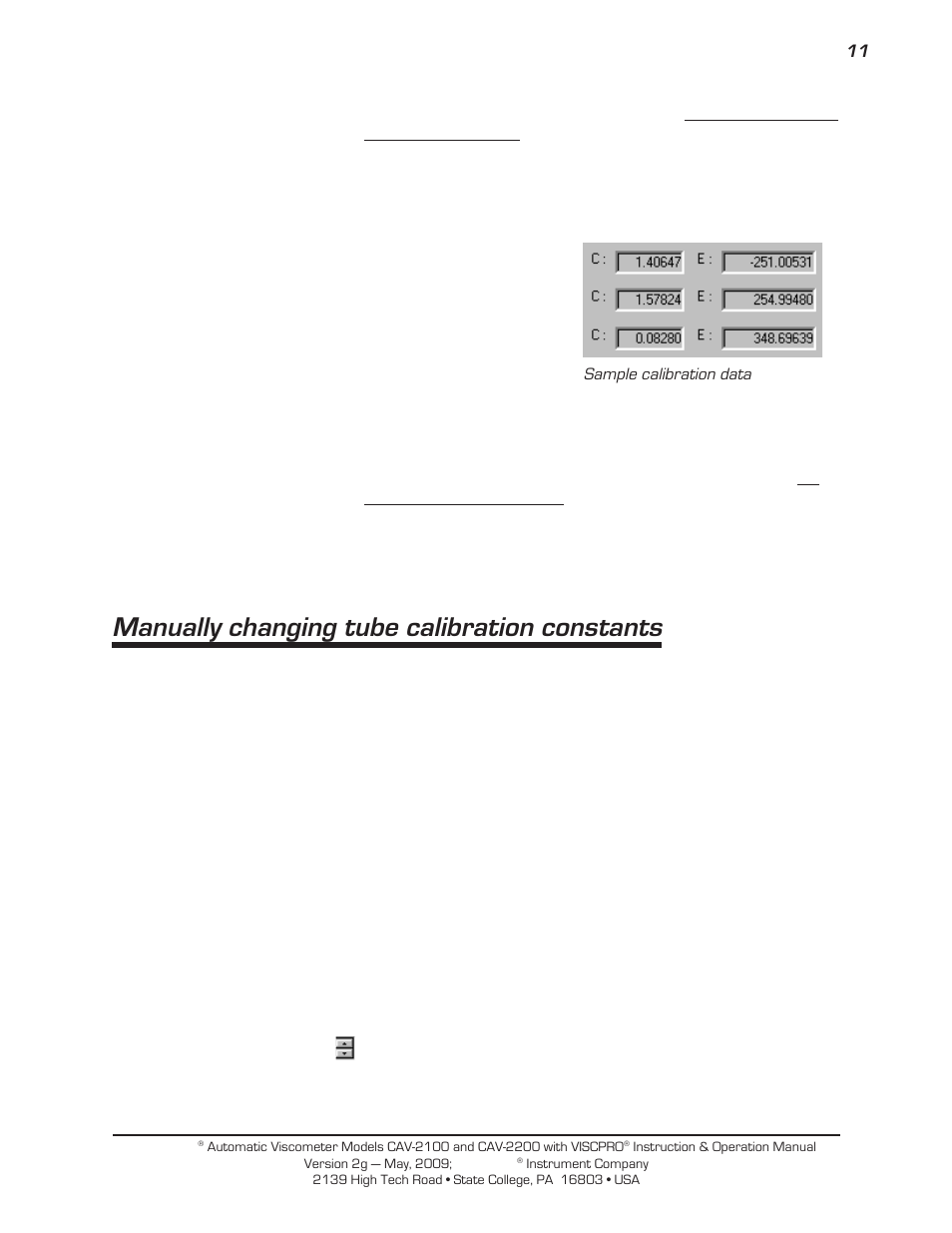 Manually changing tube calibration constants | Cannon Instrument CAV-2000 User Manual | Page 17 / 144