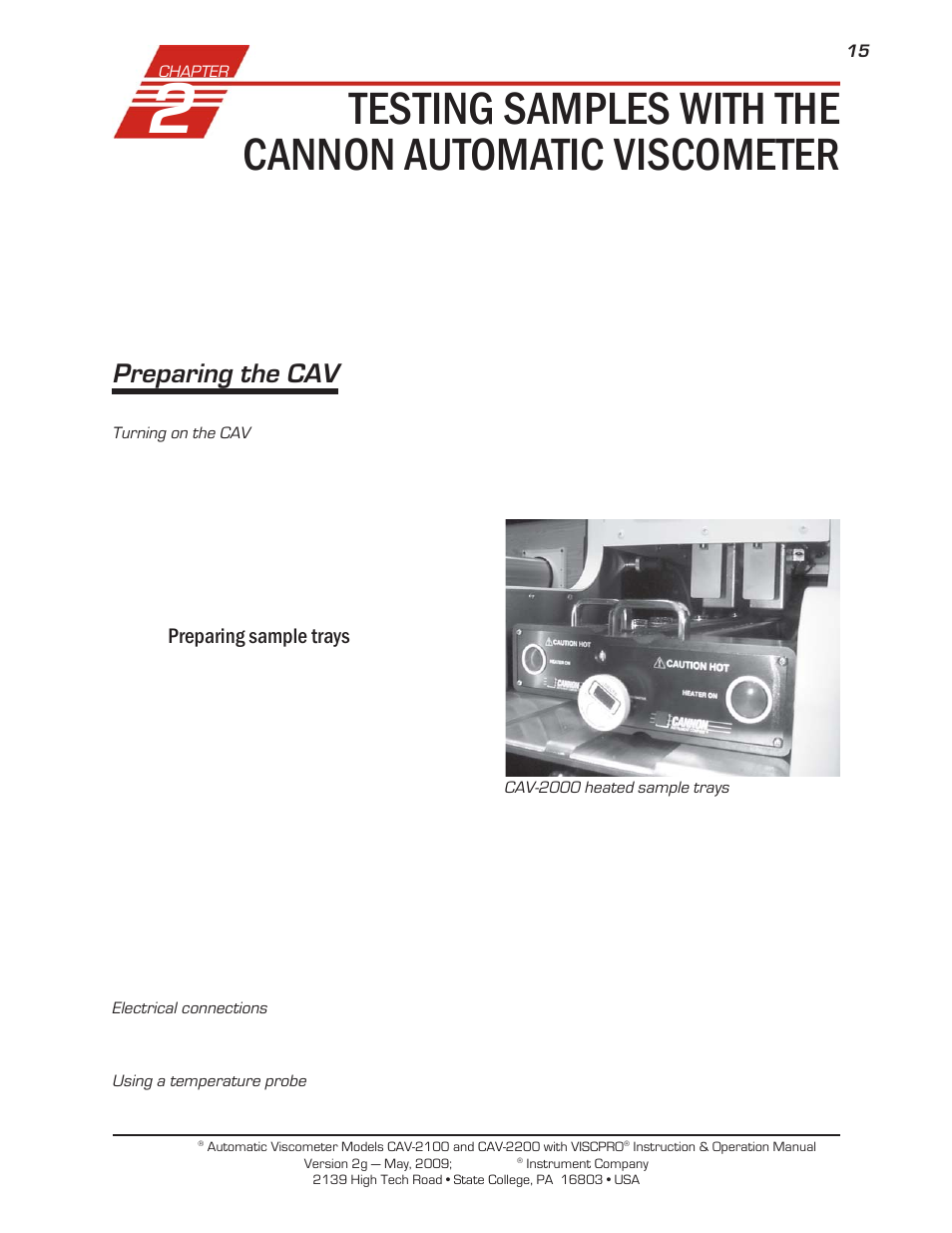 Preparing the cav | Cannon Instrument CAV-2000 User Manual | Page 21 / 144