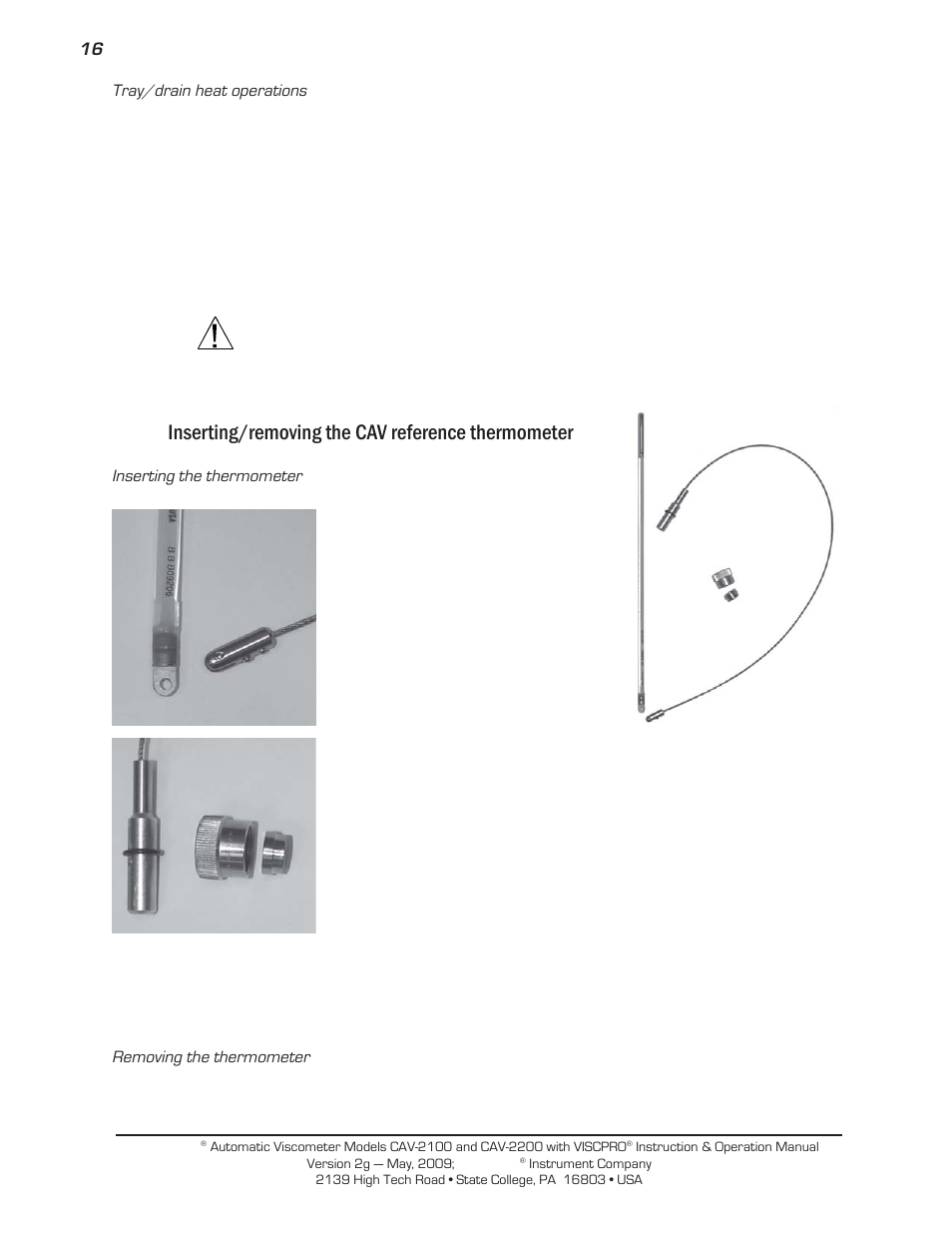 Inserting/removing the cav reference thermometer | Cannon Instrument CAV-2000 User Manual | Page 22 / 144