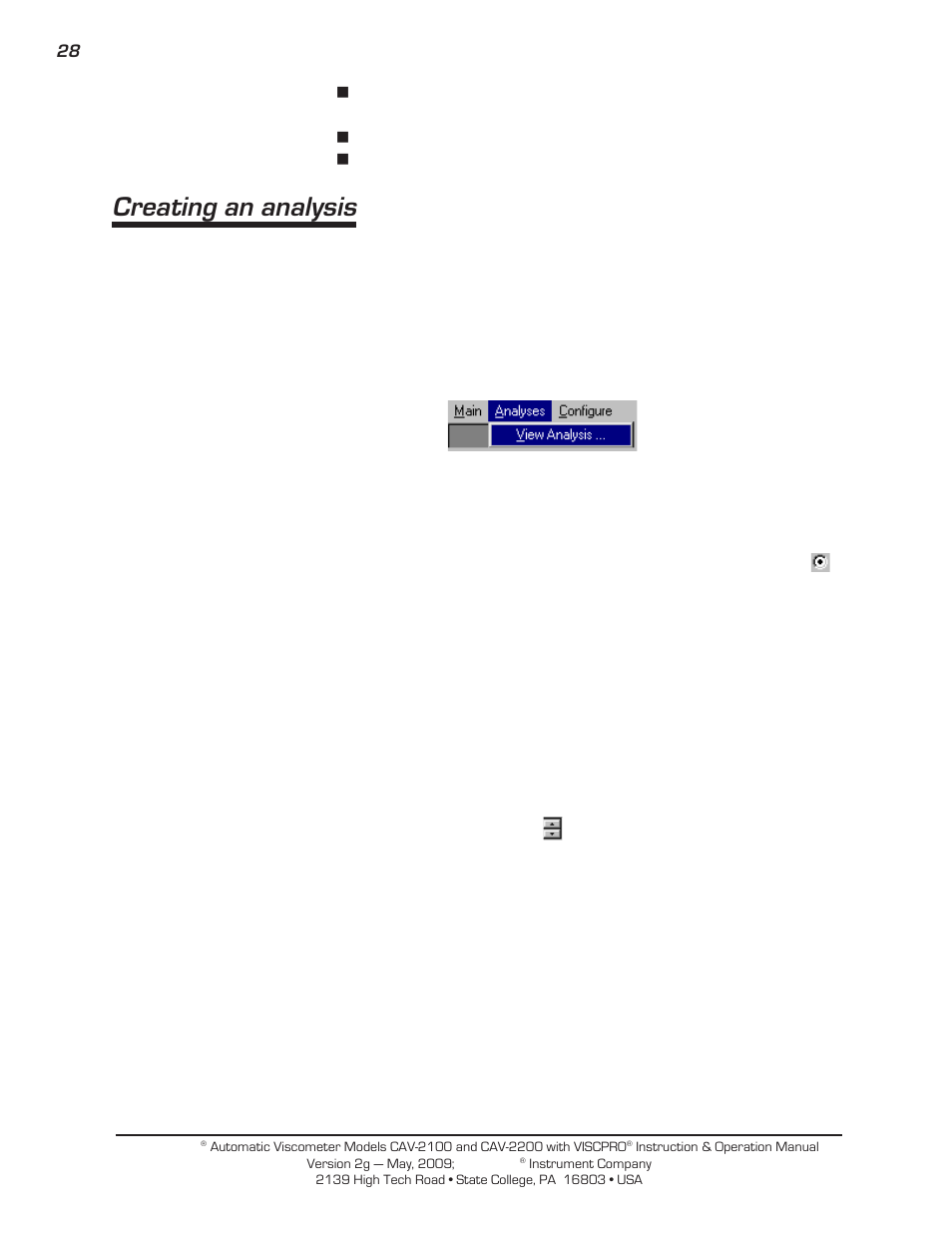 Creating an analysis | Cannon Instrument CAV-2000 User Manual | Page 34 / 144