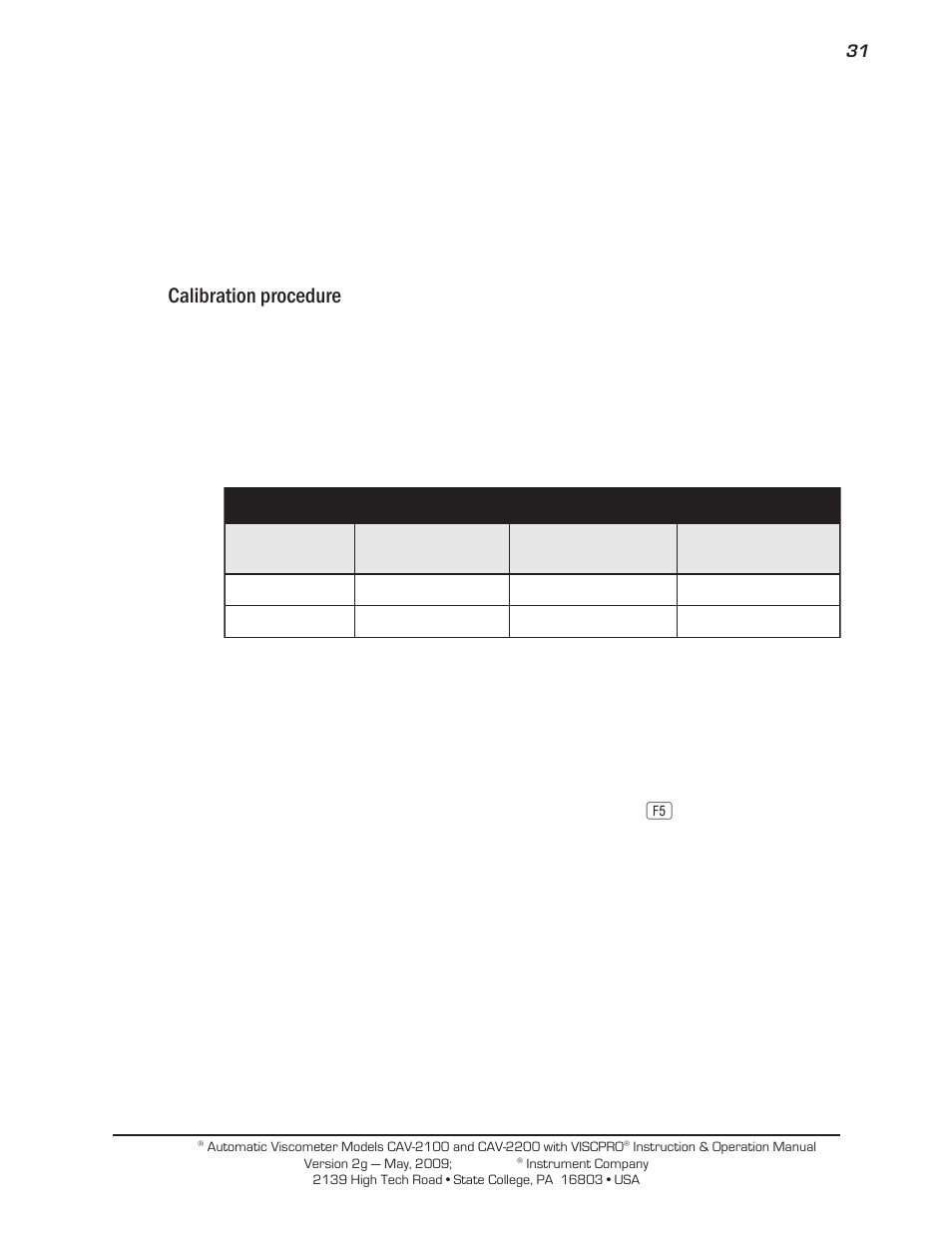 Calibration procedure | Cannon Instrument CAV-2000 User Manual | Page 37 / 144