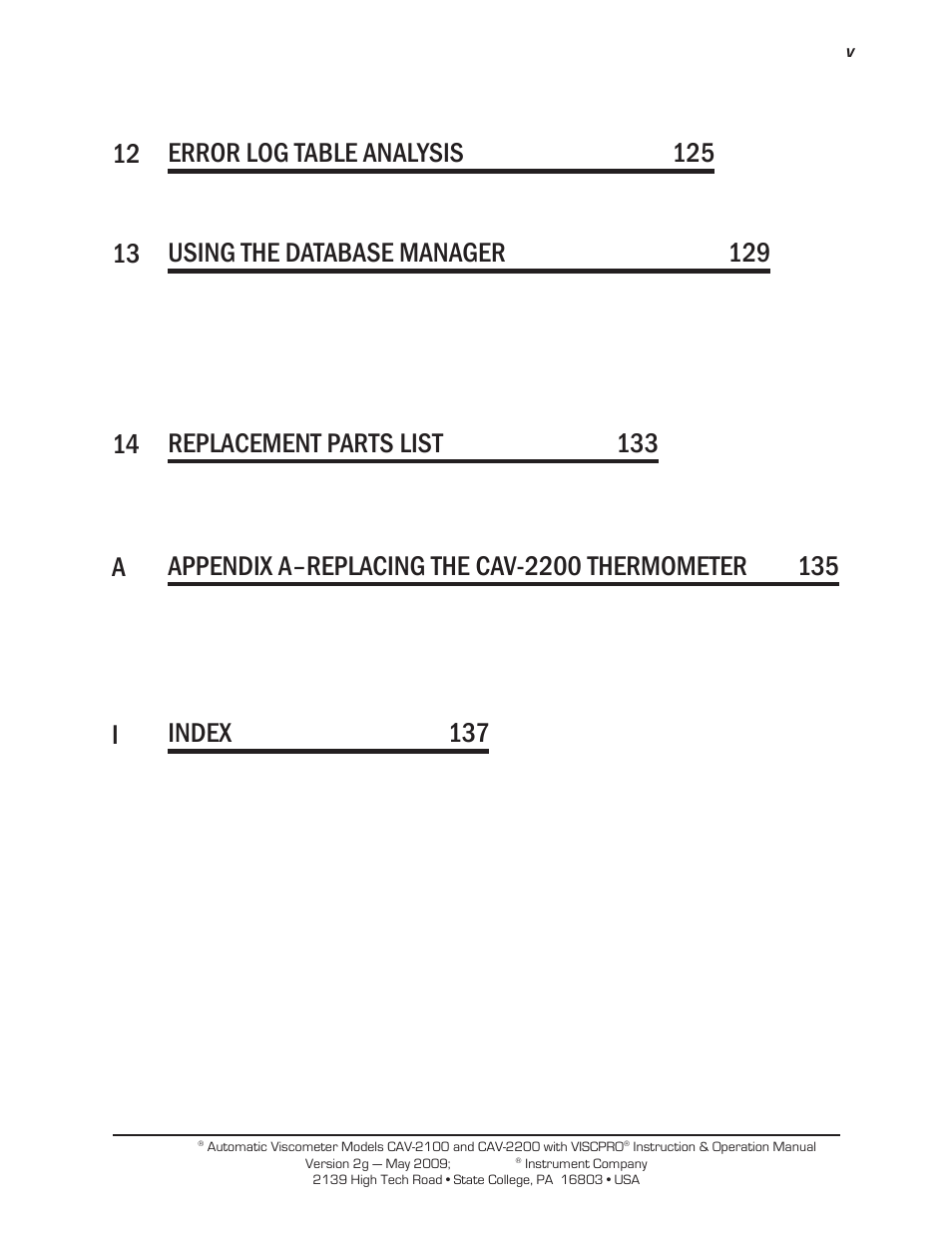 Iindex 137 | Cannon Instrument CAV-2000 User Manual | Page 5 / 144