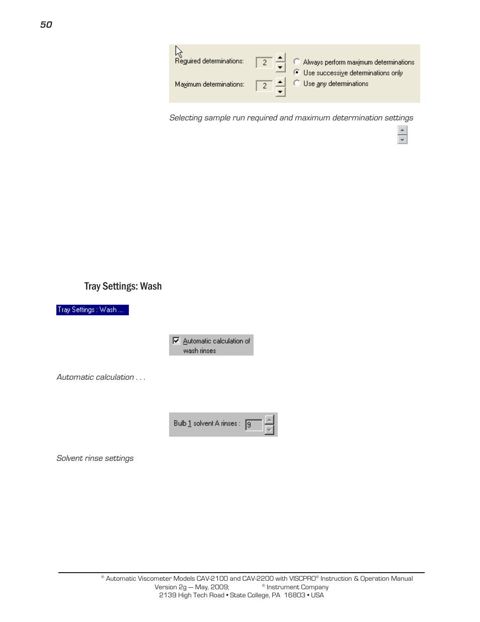 Tray settings: wash | Cannon Instrument CAV-2000 User Manual | Page 56 / 144