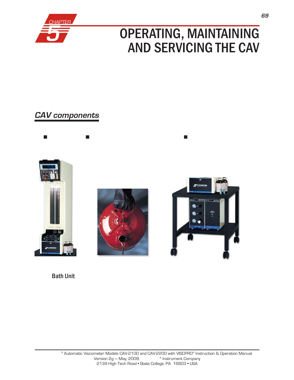 Operating, maintaining and servicing the cav, Cav components | Cannon Instrument CAV-2000 User Manual | Page 75 / 144