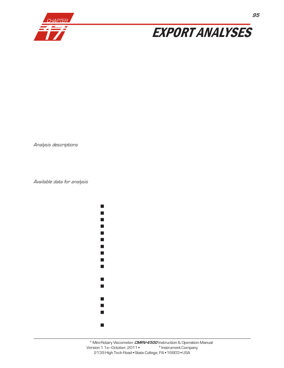 Export analyses | Cannon Instrument CMRV-4500 User Manual | Page 101 / 128