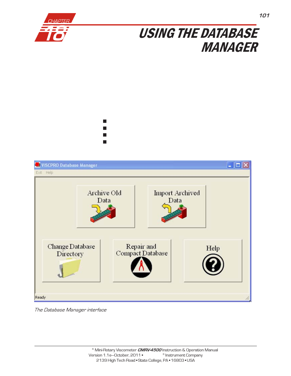 Using the database manager | Cannon Instrument CMRV-4500 User Manual | Page 107 / 128