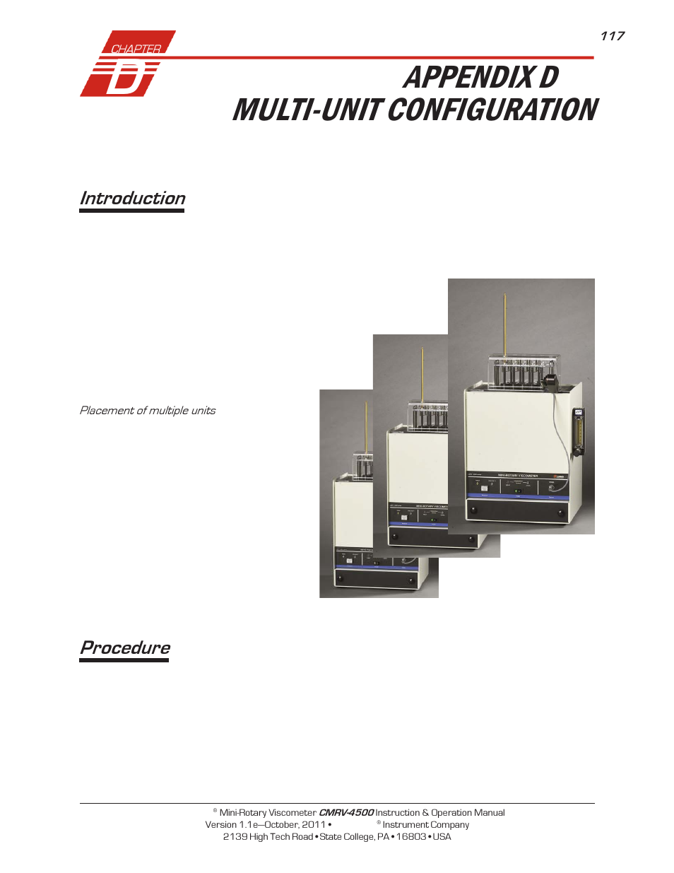 Appendix d — multi-unit configuration, Introduction, Procedure | Cannon Instrument CMRV-4500 User Manual | Page 123 / 128