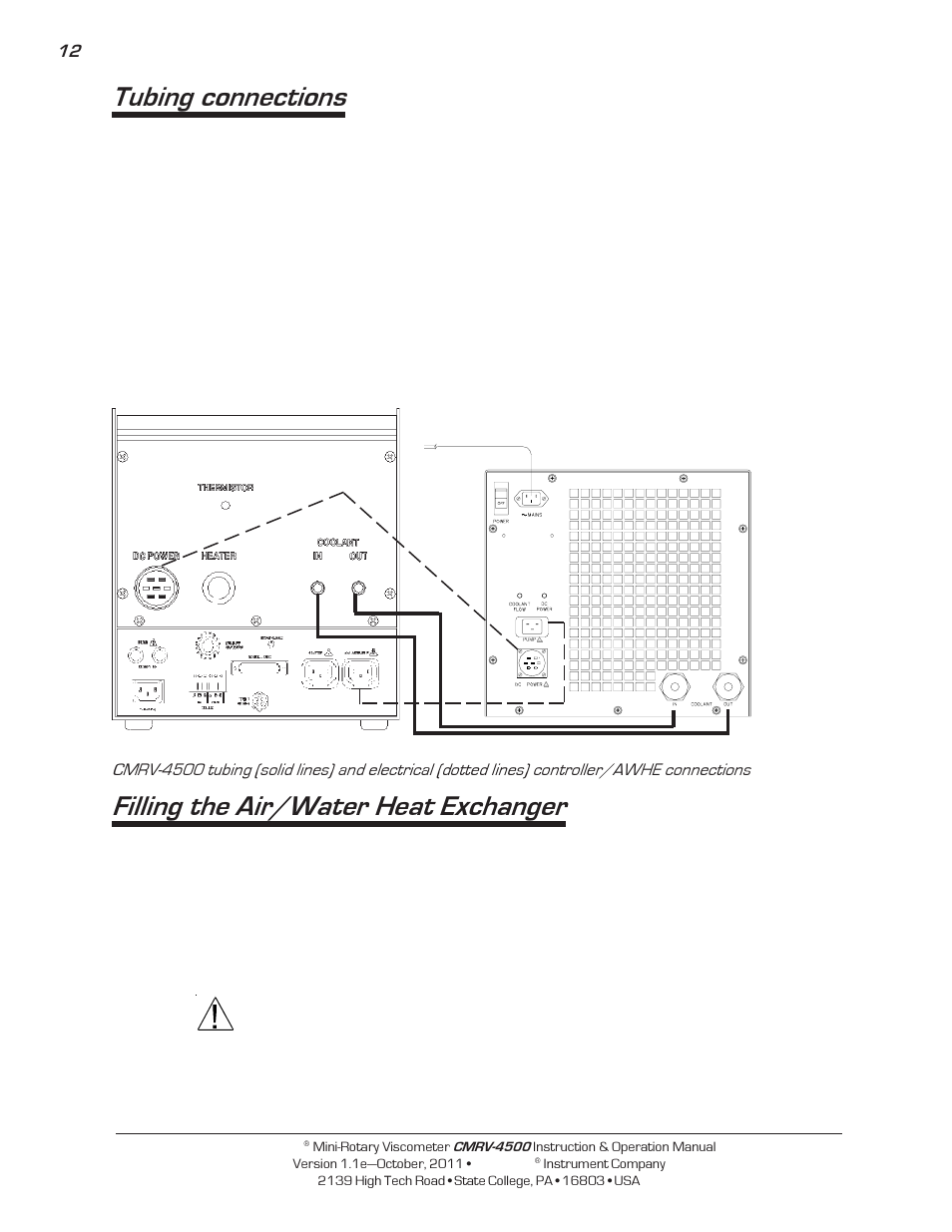 Tubing connections, Filling the air/water heat exchanger | Cannon Instrument CMRV-4500 User Manual | Page 18 / 128