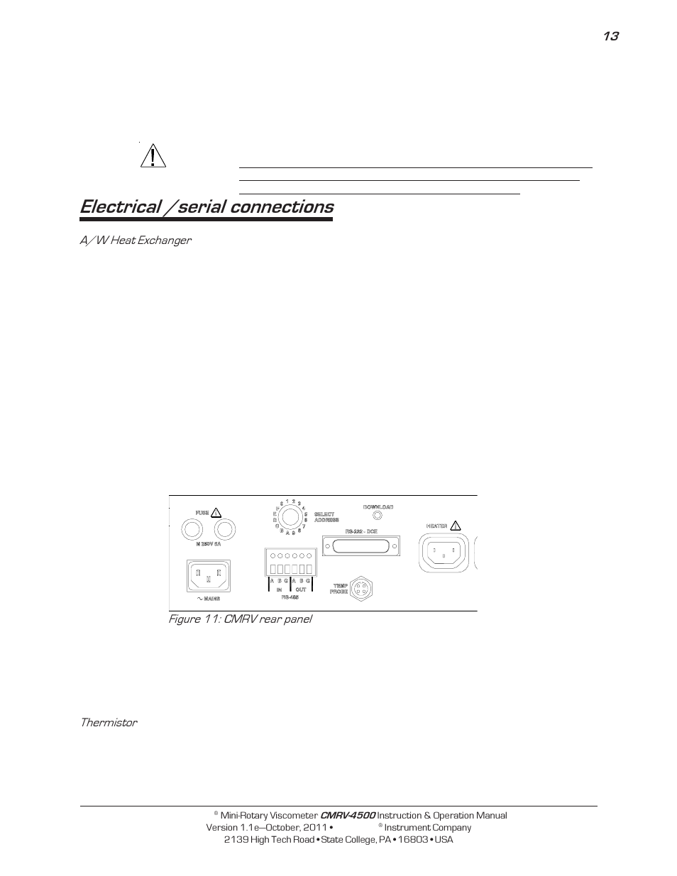 Electrical /serial connections | Cannon Instrument CMRV-4500 User Manual | Page 19 / 128