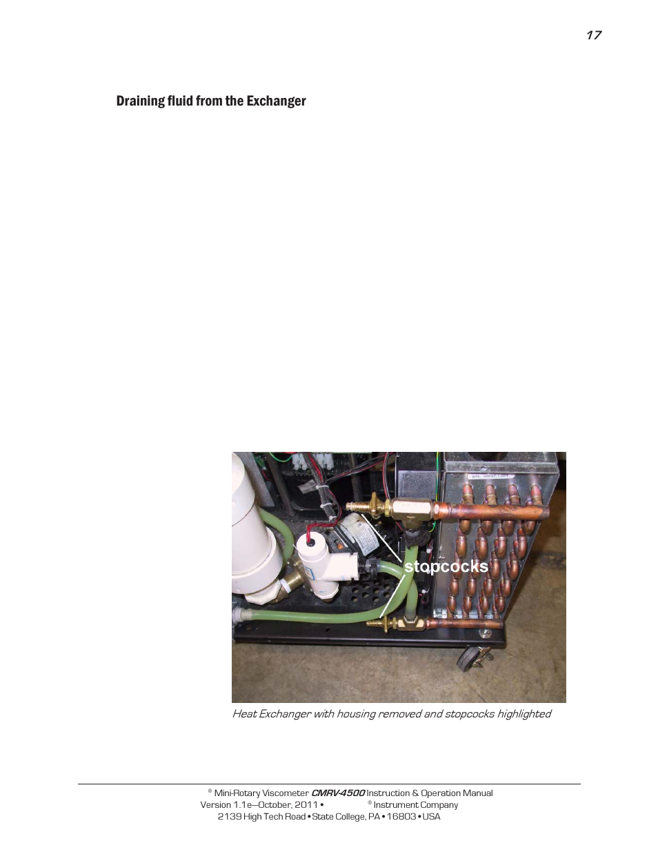 Draining fluid from the exchanger | Cannon Instrument CMRV-4500 User Manual | Page 23 / 128