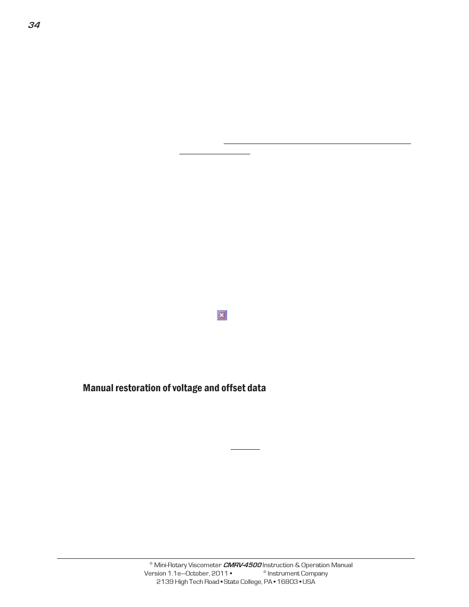 Manual restoration of voltage and offset data | Cannon Instrument CMRV-4500 User Manual | Page 40 / 128