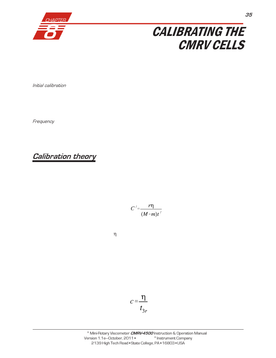 Calibrating the cmrv cells, Calibration theory | Cannon Instrument CMRV-4500 User Manual | Page 41 / 128