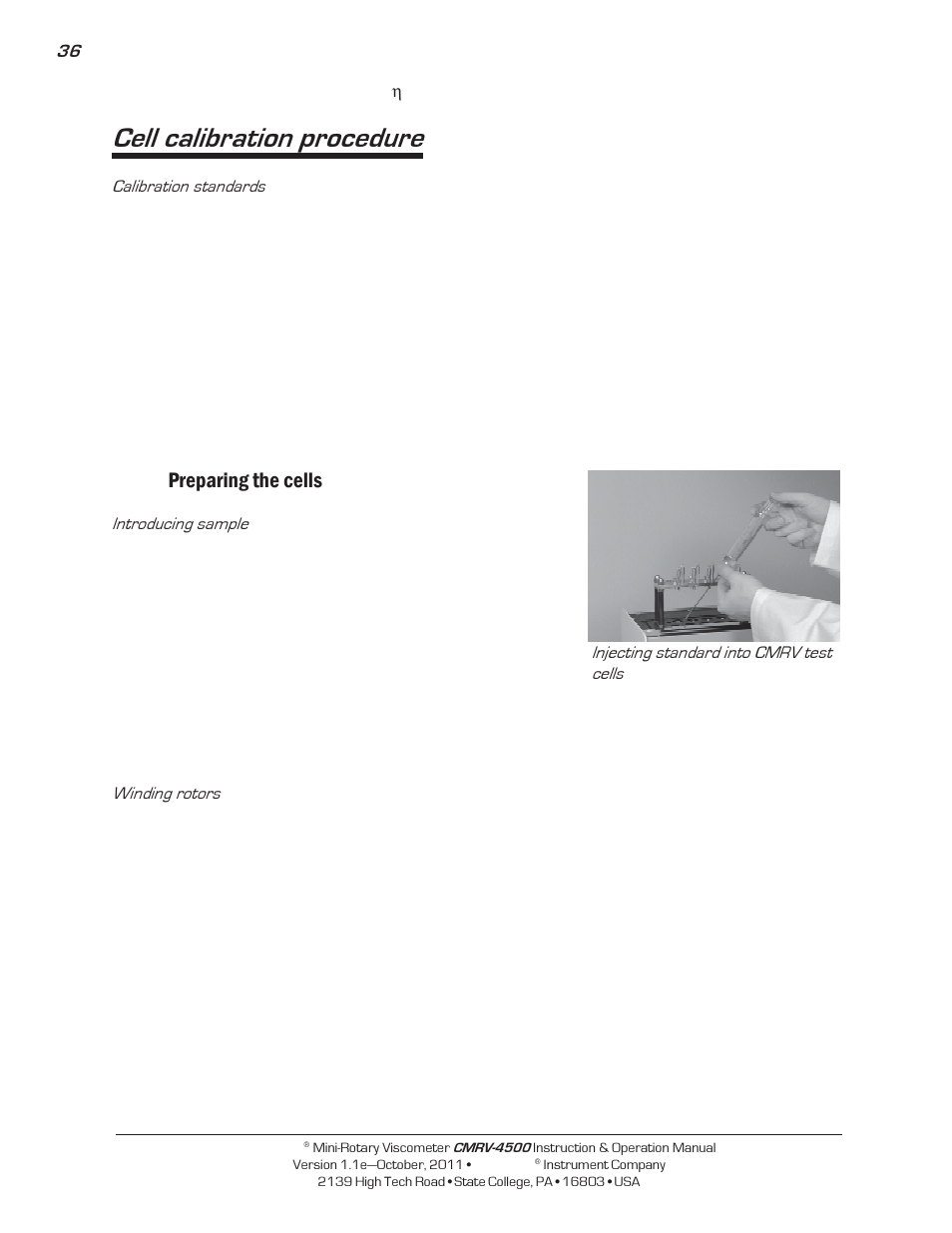 Cell calibration procedure, Preparing the cells | Cannon Instrument CMRV-4500 User Manual | Page 42 / 128