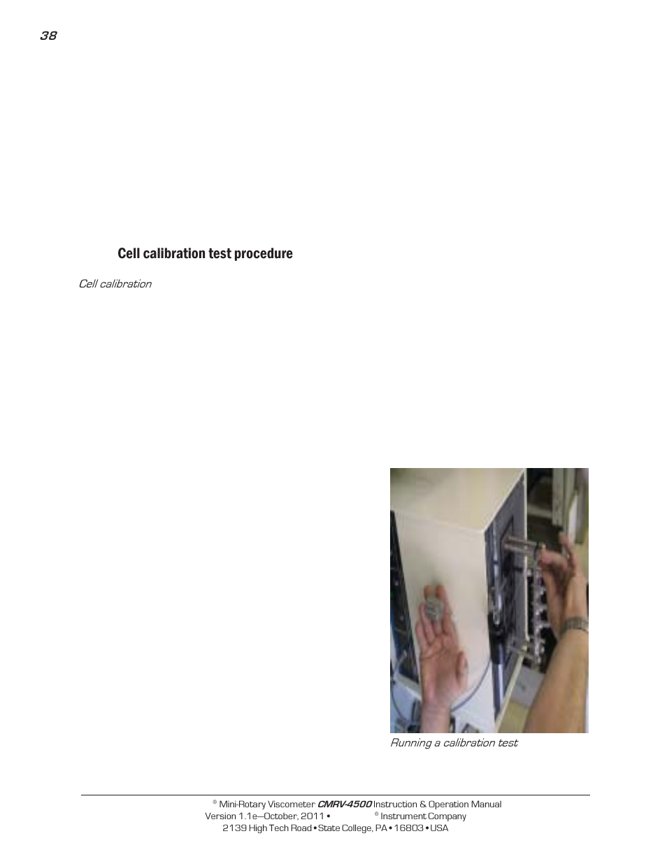 Cell calibration test procedure | Cannon Instrument CMRV-4500 User Manual | Page 44 / 128