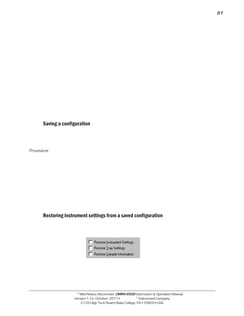 Saving a configuration | Cannon Instrument CMRV-4500 User Manual | Page 57 / 128