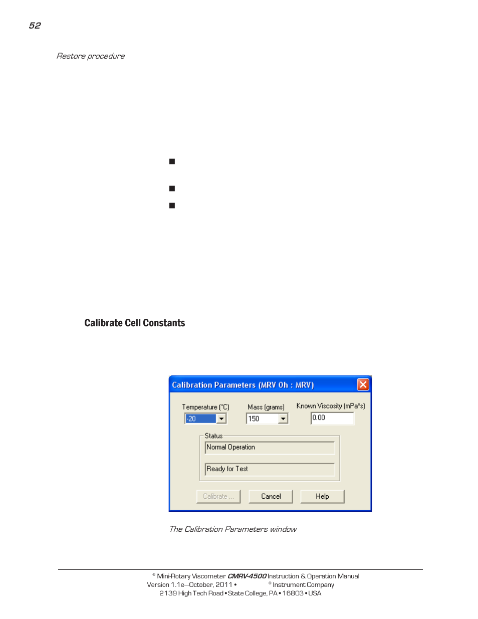 Calibrate cell constants | Cannon Instrument CMRV-4500 User Manual | Page 58 / 128