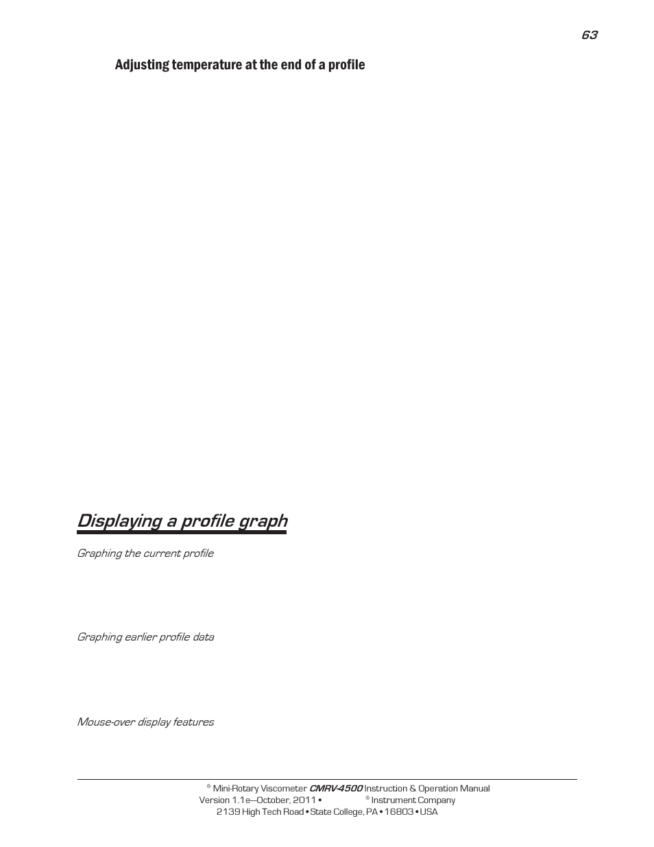 Displaying a profile graph, Adjusting temperature at the end of a profile | Cannon Instrument CMRV-4500 User Manual | Page 69 / 128