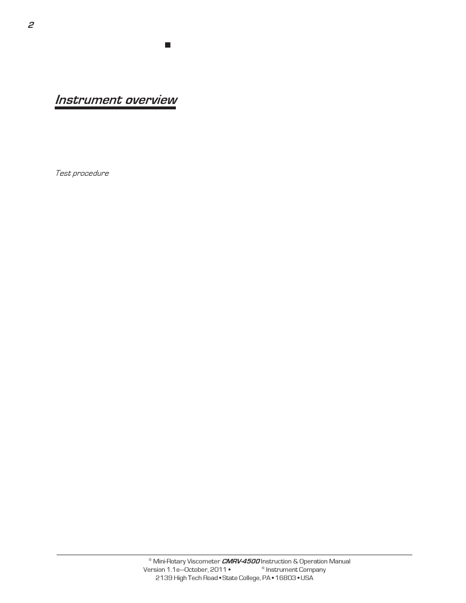 Instrument overview | Cannon Instrument CMRV-4500 User Manual | Page 8 / 128