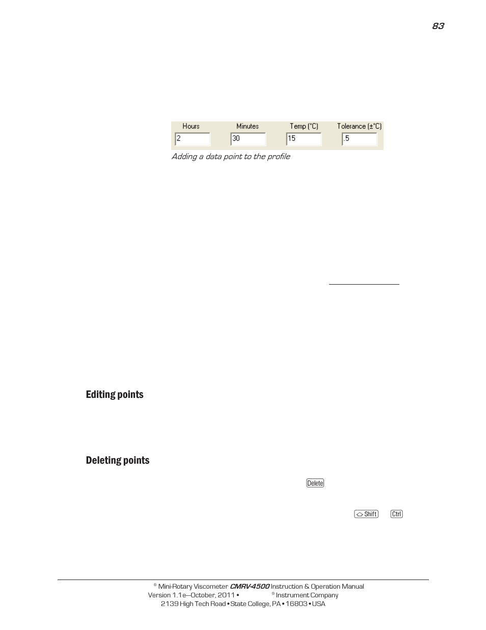 Editing points, Deleting points | Cannon Instrument CMRV-4500 User Manual | Page 89 / 128