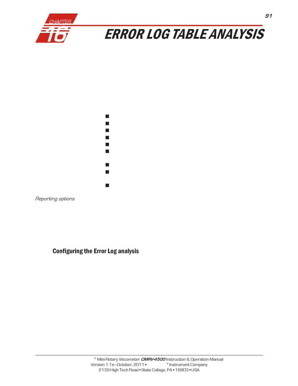 Error log table analysis | Cannon Instrument CMRV-4500 User Manual | Page 97 / 128