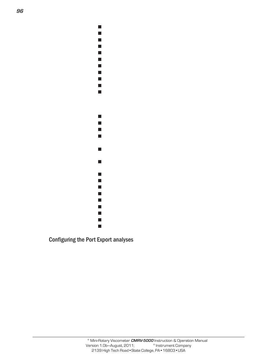 Configuring the port export analyses | Cannon Instrument CMRV-5000 User Manual | Page 102 / 128