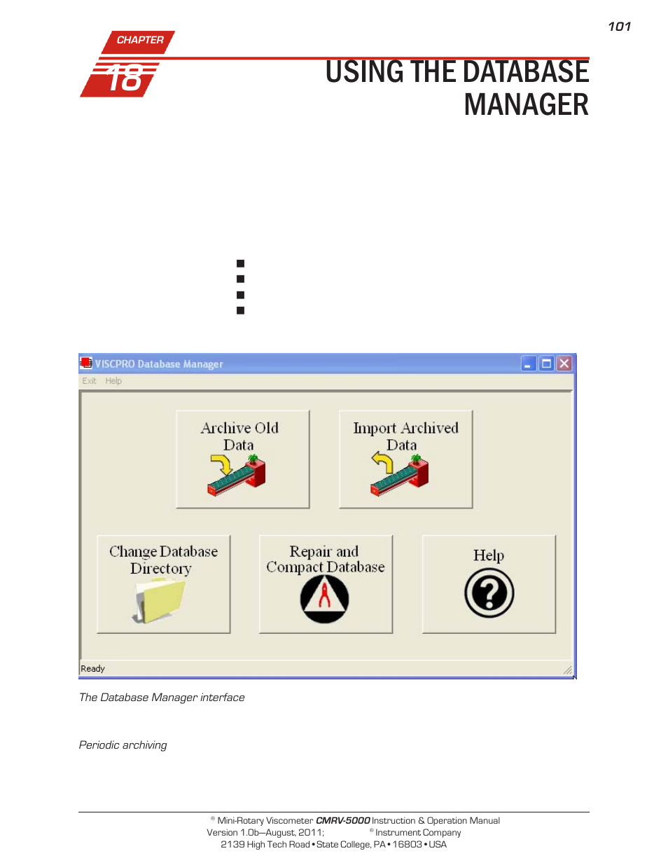 Using the database manager | Cannon Instrument CMRV-5000 User Manual | Page 107 / 128