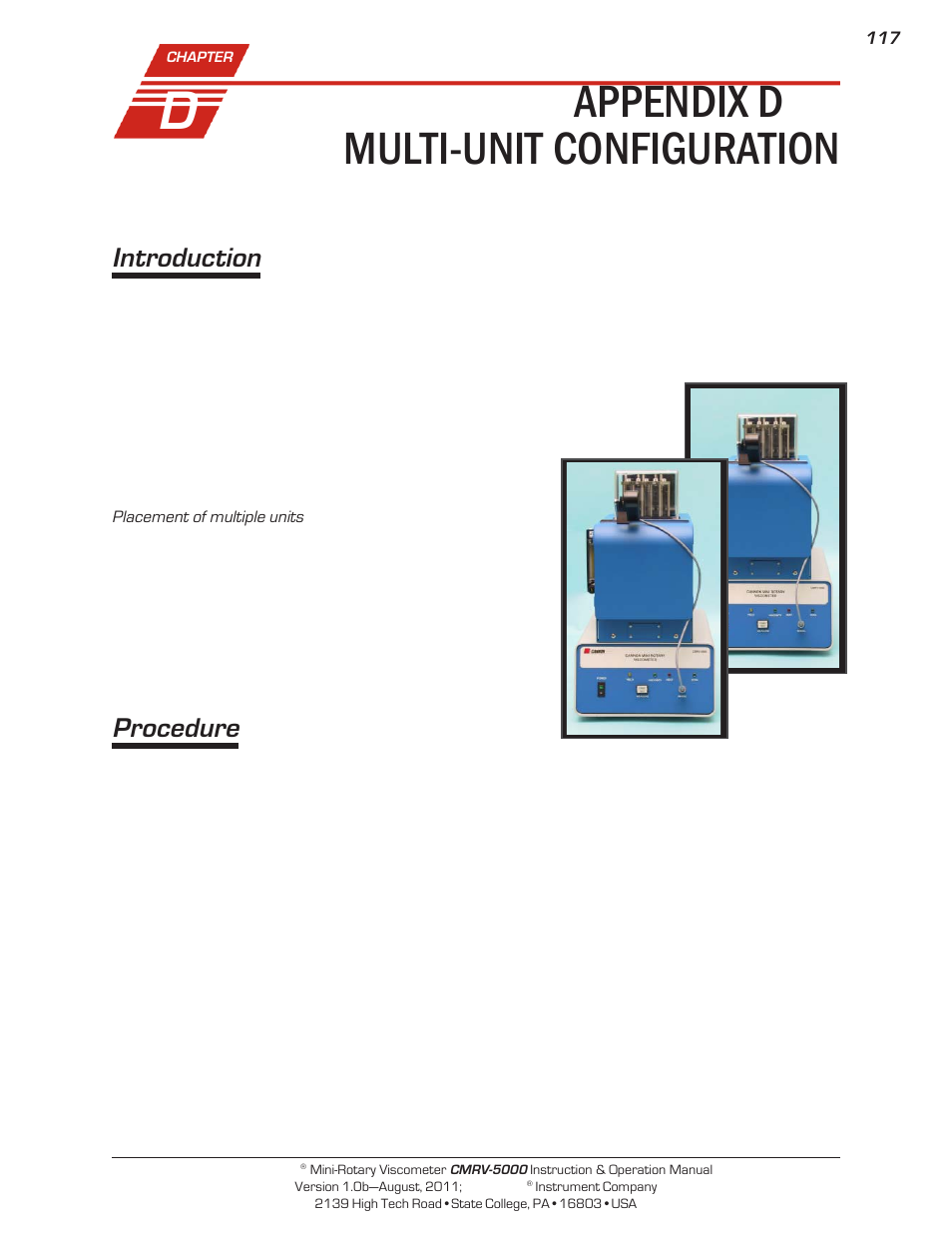 Appendix d — multi-unit configuration, Introduction, Procedure | Cannon Instrument CMRV-5000 User Manual | Page 123 / 128