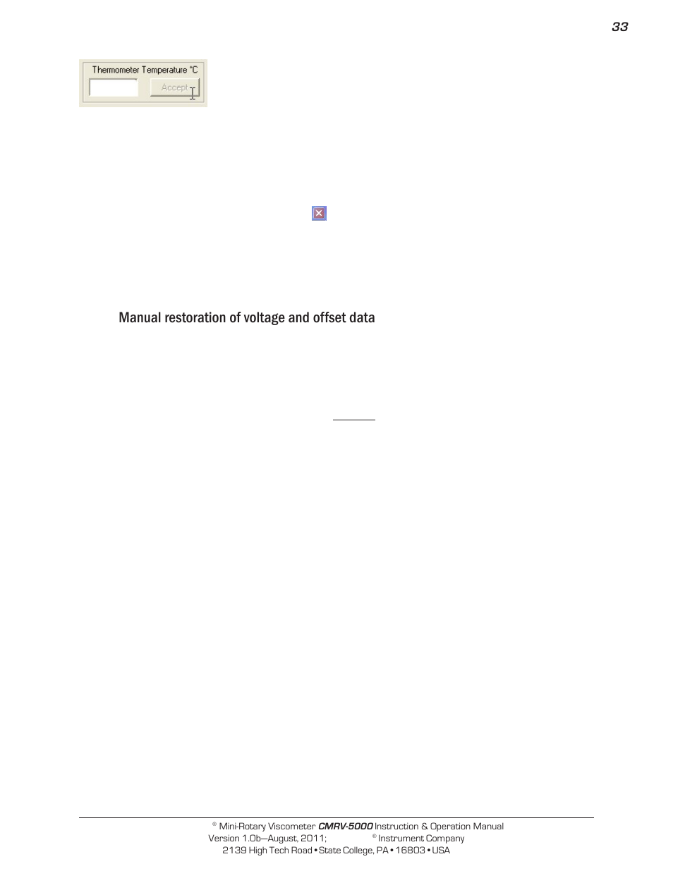 Manual restoration of voltage and offset data | Cannon Instrument CMRV-5000 User Manual | Page 39 / 128