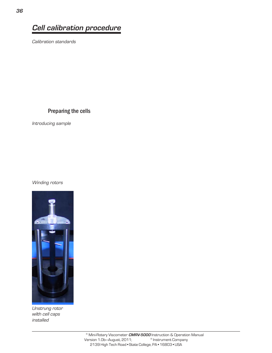 Cell calibration procedure, Preparing the cells | Cannon Instrument CMRV-5000 User Manual | Page 42 / 128