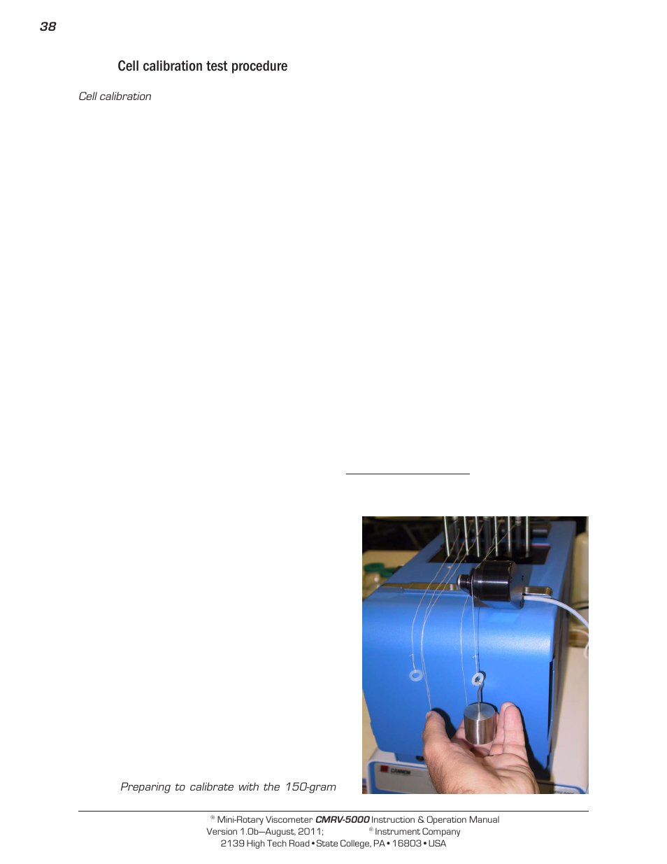Cell calibration test procedure | Cannon Instrument CMRV-5000 User Manual | Page 44 / 128