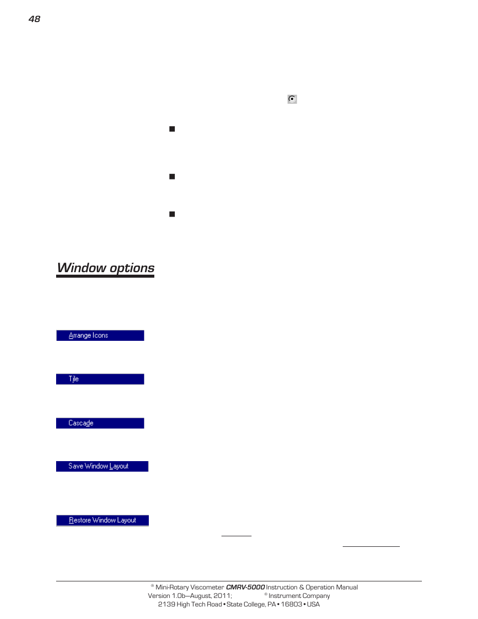 Window options | Cannon Instrument CMRV-5000 User Manual | Page 54 / 128