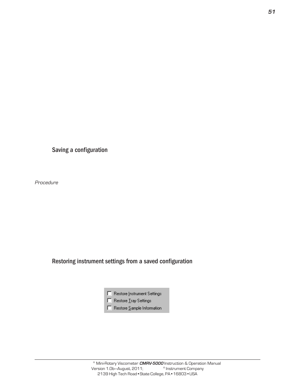 Saving a configuration | Cannon Instrument CMRV-5000 User Manual | Page 57 / 128
