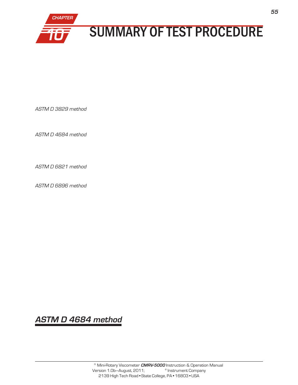 Summary of test procedure, Astm d 4684 method | Cannon Instrument CMRV-5000 User Manual | Page 61 / 128