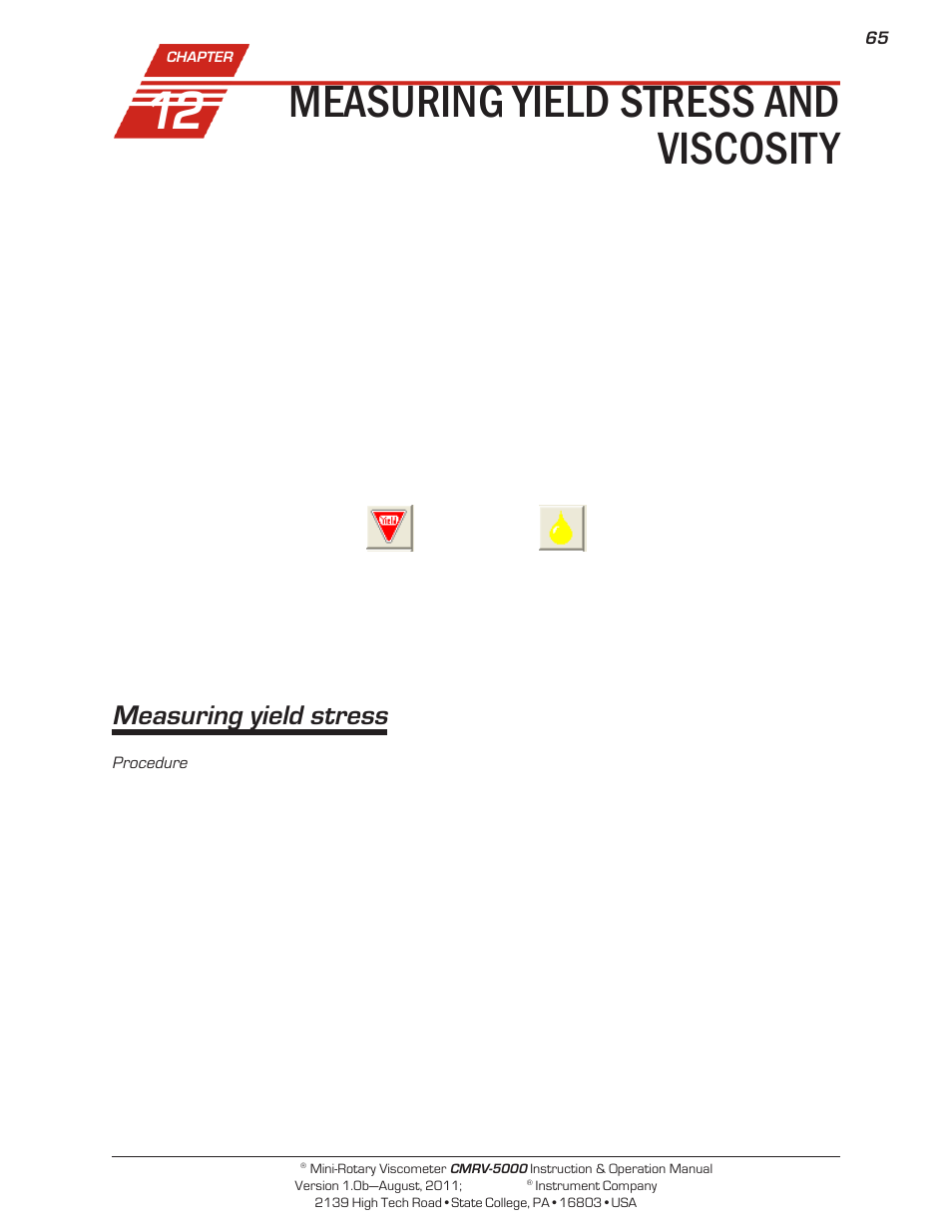 Measuring yield stress and viscosity, Measuring yield stress | Cannon Instrument CMRV-5000 User Manual | Page 71 / 128