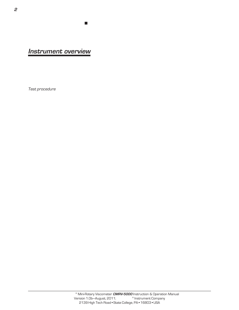 Instrument overview | Cannon Instrument CMRV-5000 User Manual | Page 8 / 128