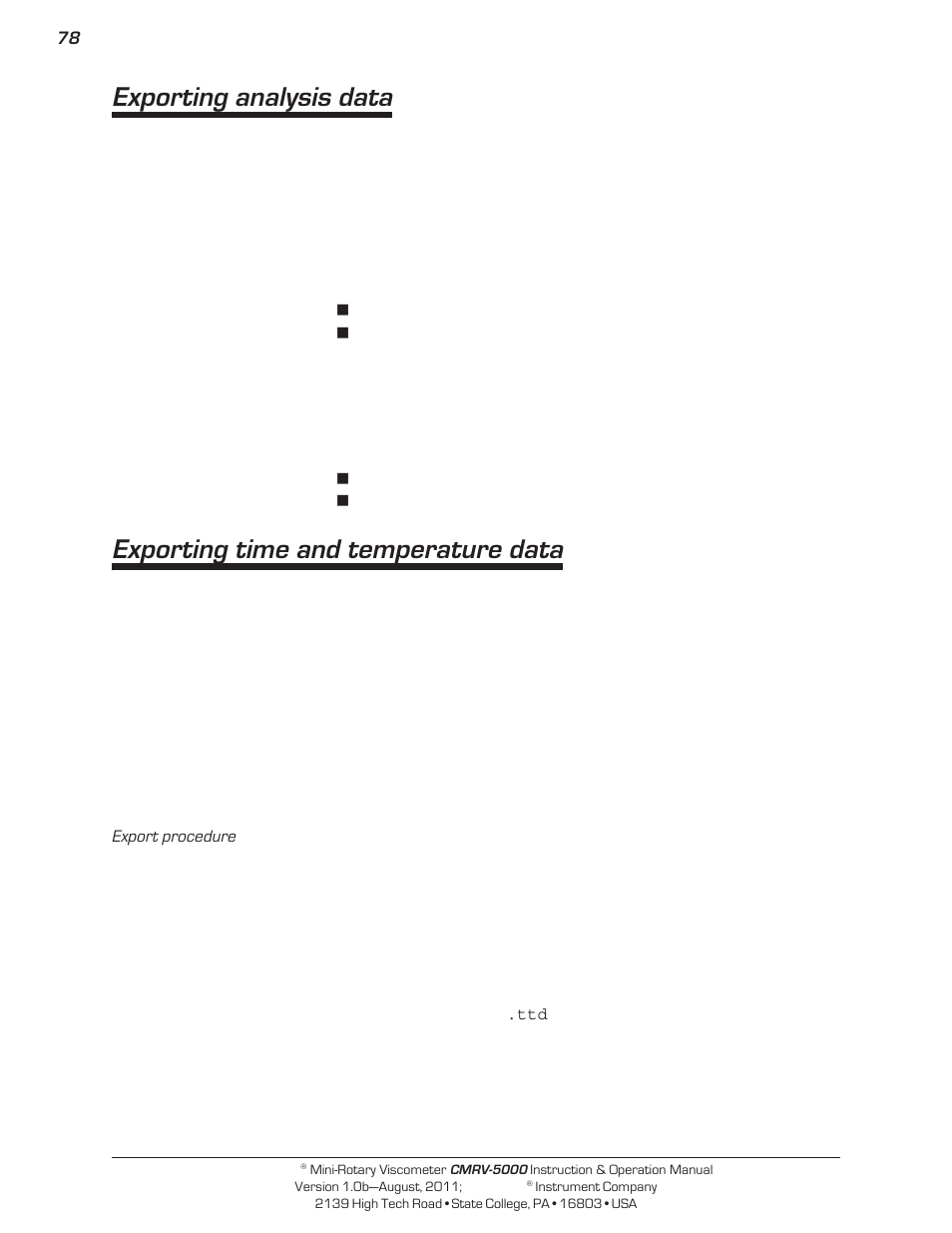 Exporting analysis data, Exporting time and temperature data | Cannon Instrument CMRV-5000 User Manual | Page 84 / 128