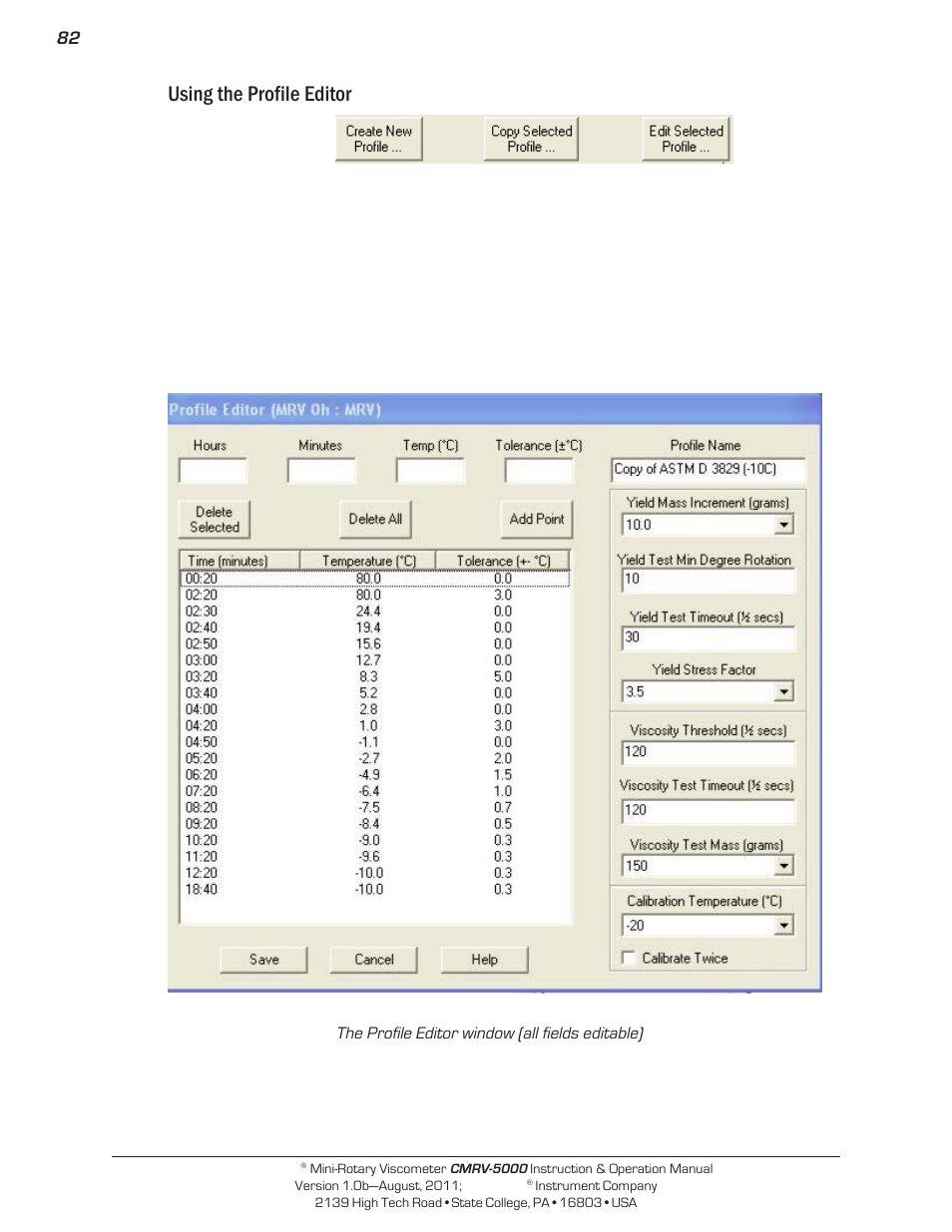 Using the profile editor | Cannon Instrument CMRV-5000 User Manual | Page 88 / 128