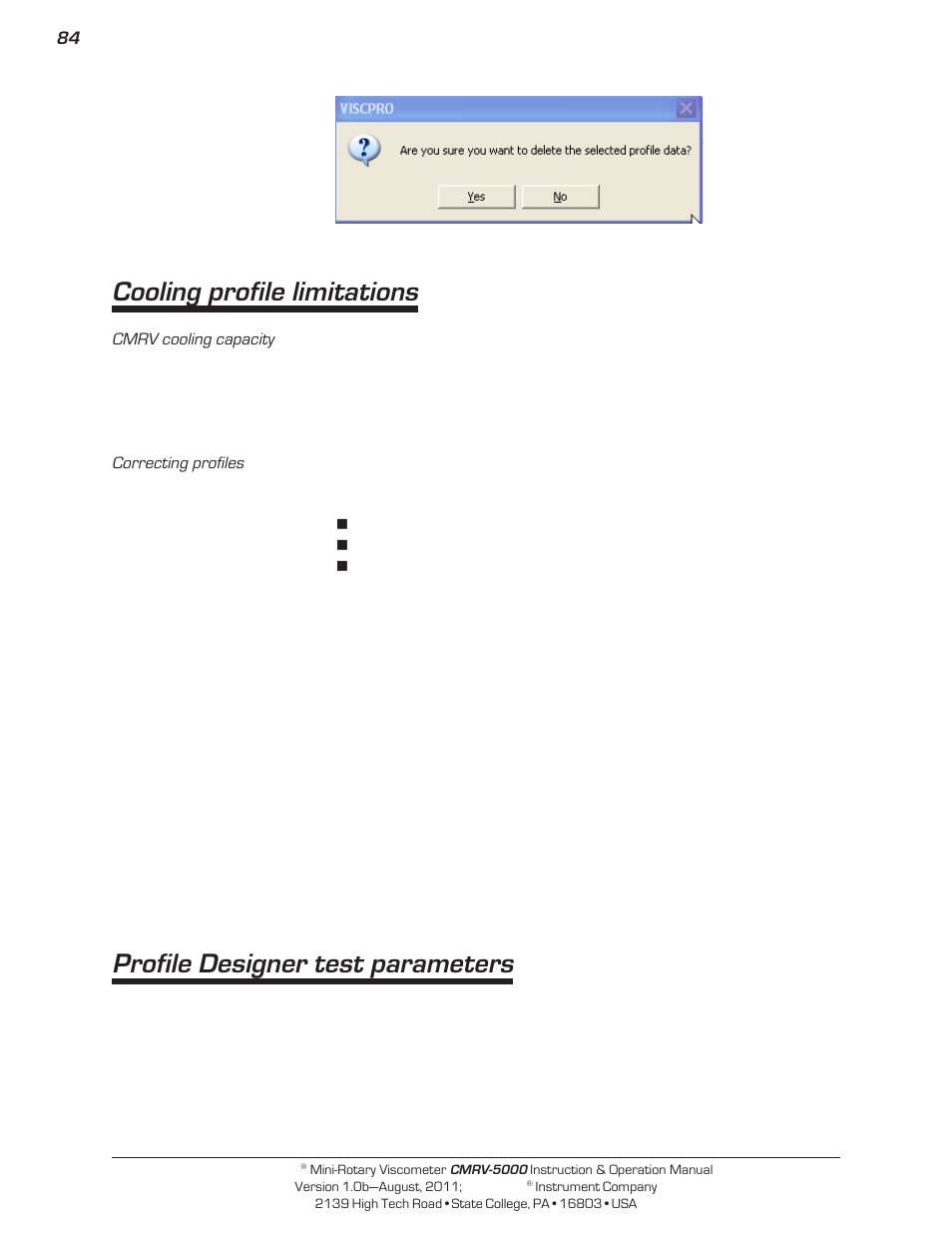 Cooling profile limitations, Profile designer test parameters | Cannon Instrument CMRV-5000 User Manual | Page 90 / 128