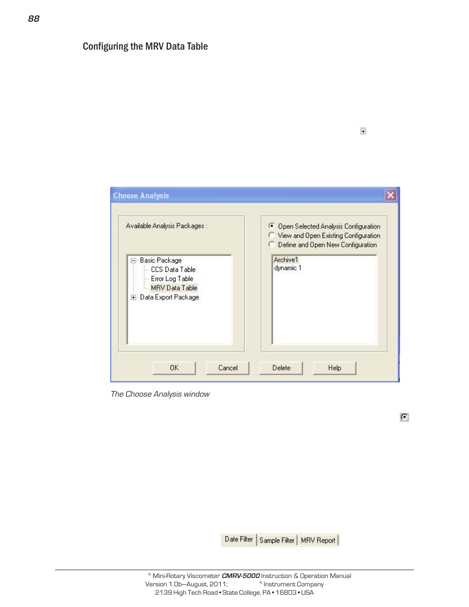 Configuring the mrv data table | Cannon Instrument CMRV-5000 User Manual | Page 94 / 128