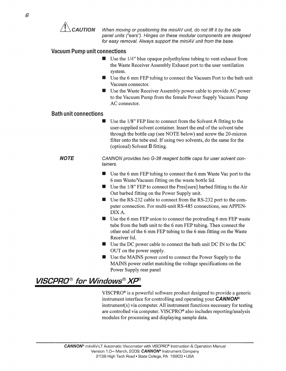 Cannon Instrument miniAV-LT User Manual | Page 10 / 124