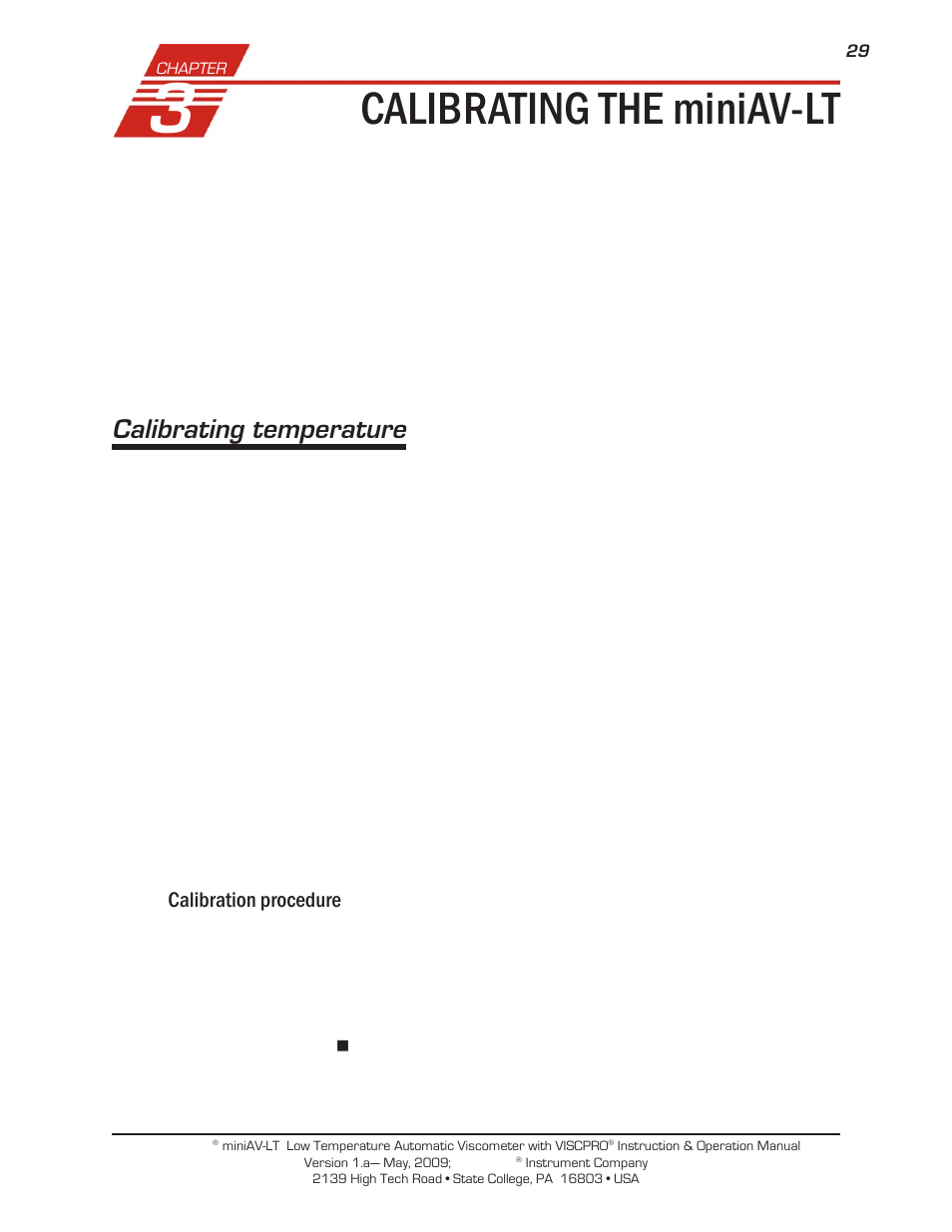 Calibrating the miniav-lt, Calibrating temperature | Cannon Instrument miniAV-LT User Manual | Page 33 / 124