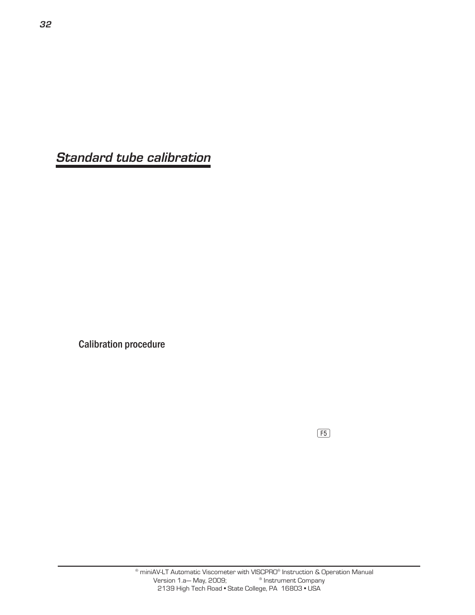 Standard tube calibration, Calibration procedure | Cannon Instrument miniAV-LT User Manual | Page 36 / 124