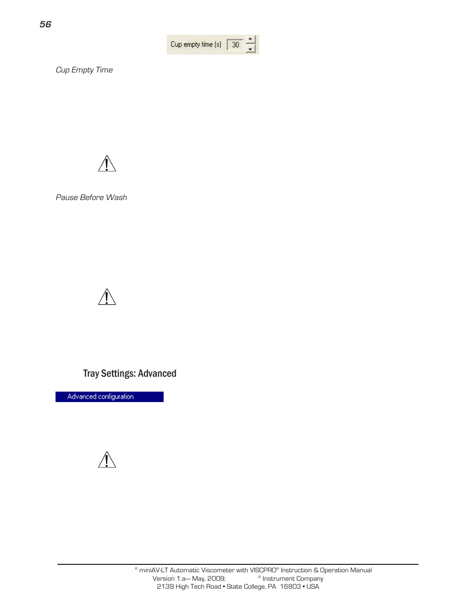 Tray settings: advanced | Cannon Instrument miniAV-LT User Manual | Page 60 / 124