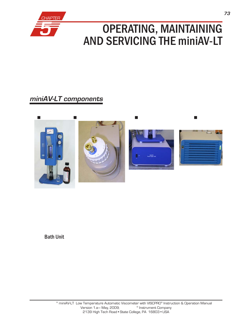 Operating, maintaining and servicing the miniav-lt, Miniav-lt components | Cannon Instrument miniAV-LT User Manual | Page 77 / 124