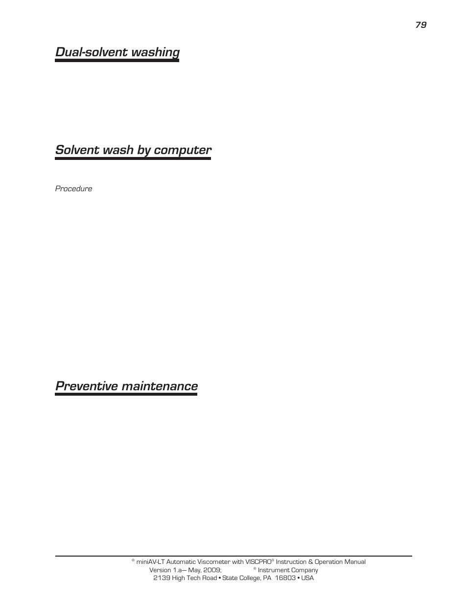 Dual-solvent washing, Solvent wash by computer, Preventive maintenance | Cannon Instrument miniAV-LT User Manual | Page 83 / 124