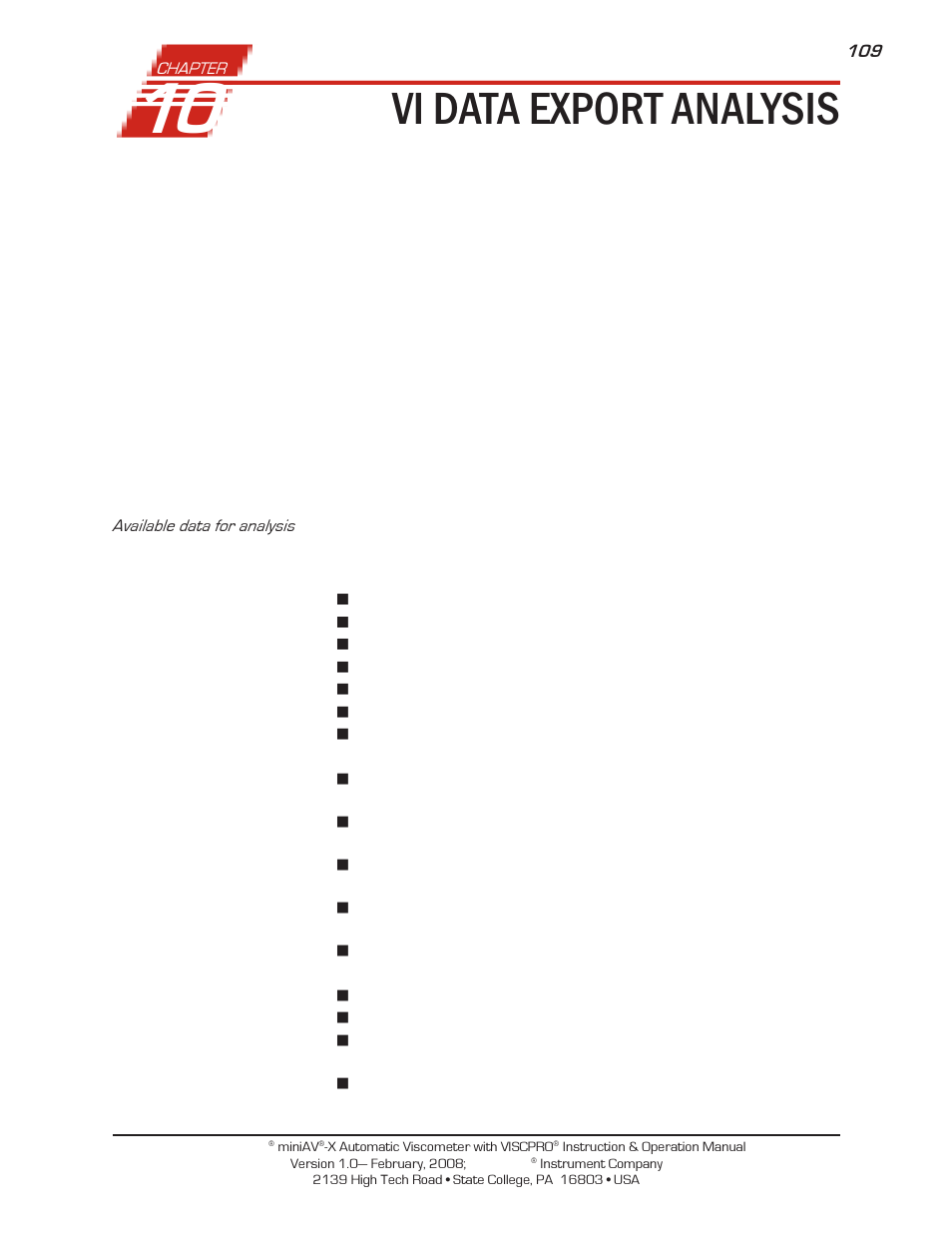 Vi data export analysis | Cannon Instrument miniAV-X User Manual | Page 115 / 140