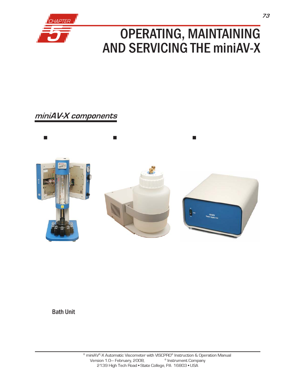 Operating, maintaining and servicing the miniav-x, Miniav-x components | Cannon Instrument miniAV-X User Manual | Page 79 / 140